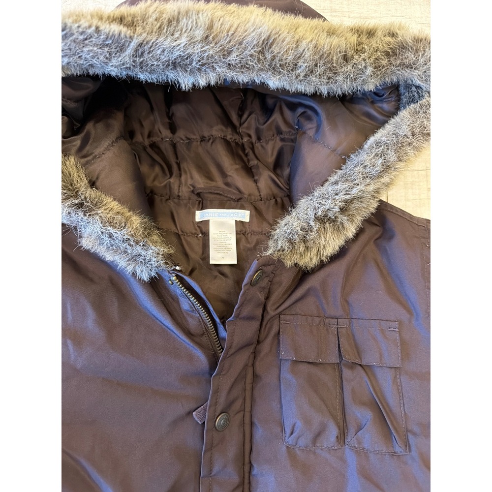 Janie and Jack Boys Brown Faux Fur Trim Hooded Parka Winter Jacket Size 6